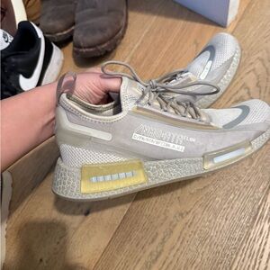adidas Gray Athletic Shoes with Yellow Accents